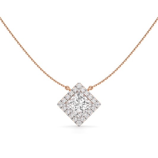Isla 3Ct Princess Cut Halo Pendant