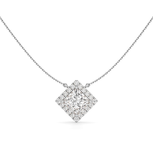 Isla 3Ct Princess Cut Halo Pendant