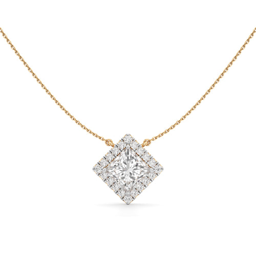 Isla 3Ct Princess Cut Halo Pendant