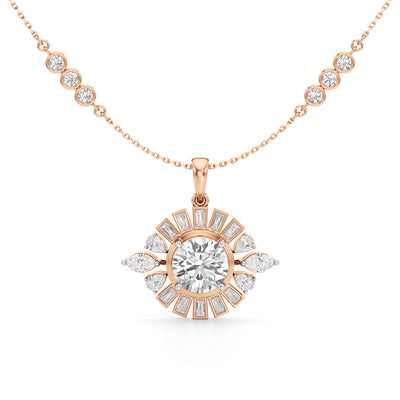 4.75Ct Round Shape Gold Halo Pendant