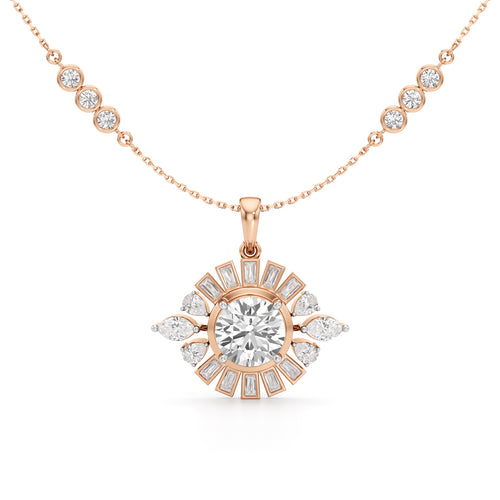 4.75Ct Round Shape Gold Halo Pendant