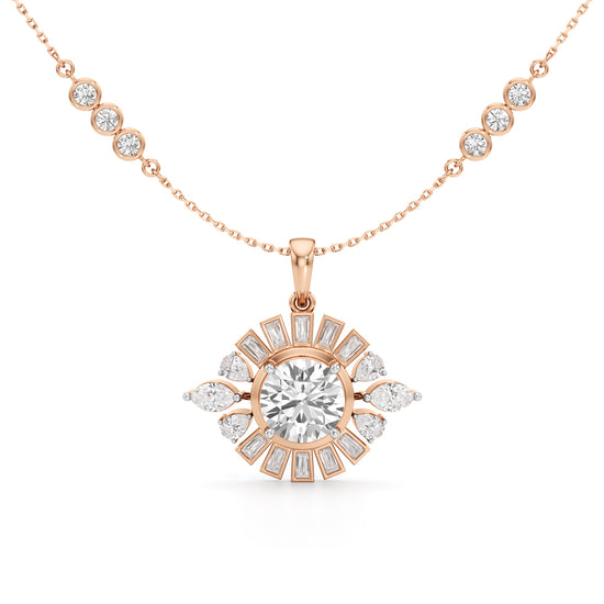 4.75Ct Round Shape Gold Halo Pendant