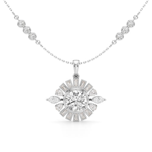 4.75Ct Round Shape Gold Halo Pendant
