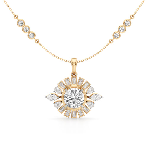 4.75Ct Round Shape Gold Halo Pendant