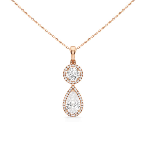 Halo Pear Diamond Solitaire Pendant
