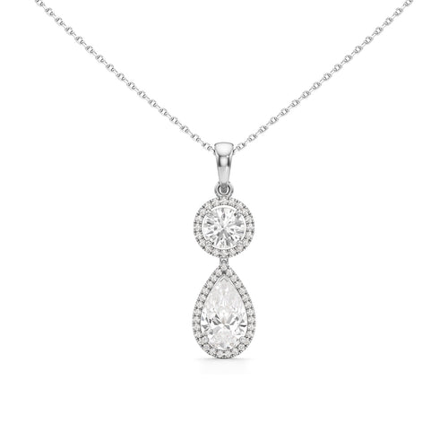 Halo Pear Diamond Solitaire Pendant