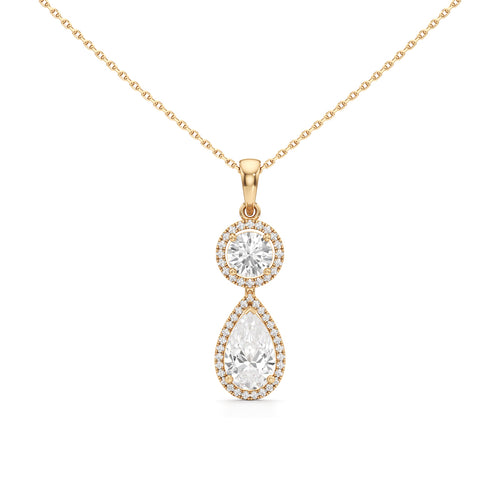 Halo Pear Diamond Solitaire Pendant