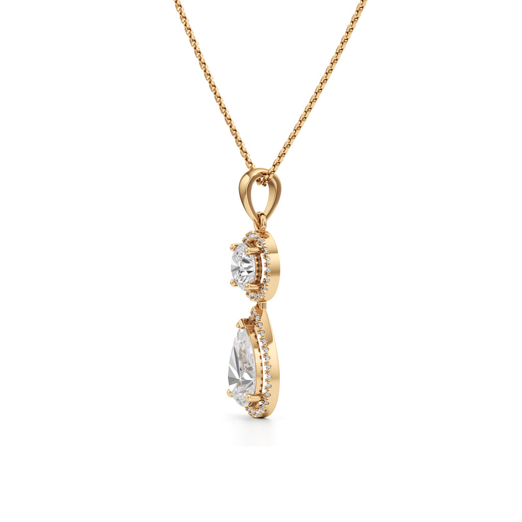Halo Pear Diamond Solitaire Pendant