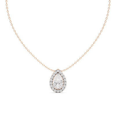 Halo Pear Diamond Solitaire Pendant