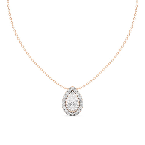 Halo Pear Diamond Solitaire Pendant
