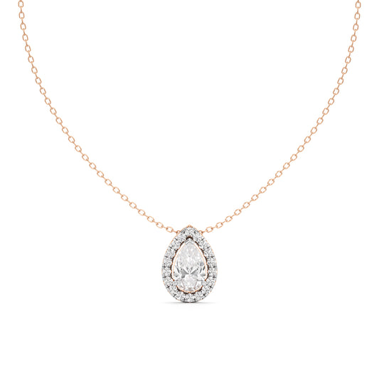 Halo Pear Diamond Solitaire Pendant