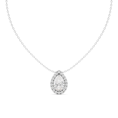Halo Pear Diamond Solitaire Pendant