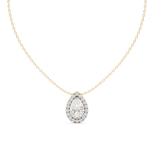 Halo Pear Diamond Solitaire Pendant