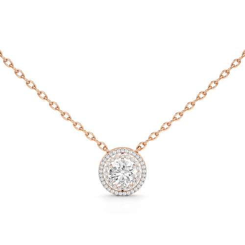Aurora Halo Round Diamond Pendant Necklace