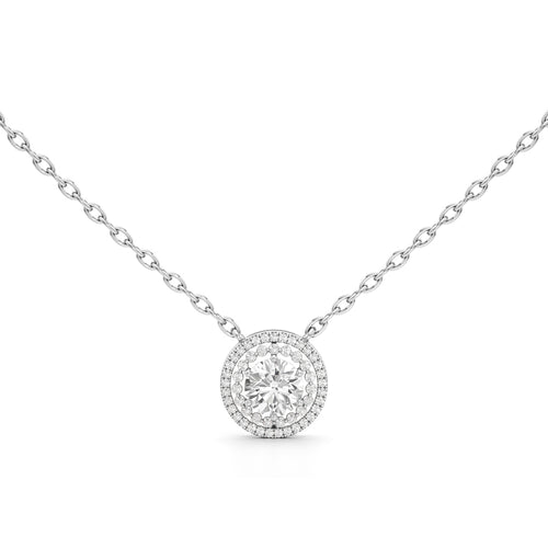 Aurora Halo Round Diamond Pendant Necklace