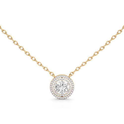 Aurora Halo Round Diamond Pendant Necklace