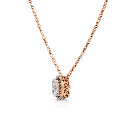 Celeste Oval Halo Diamond Pendant Necklace