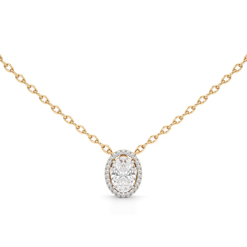 Celeste Oval Halo Diamond Pendant Necklace