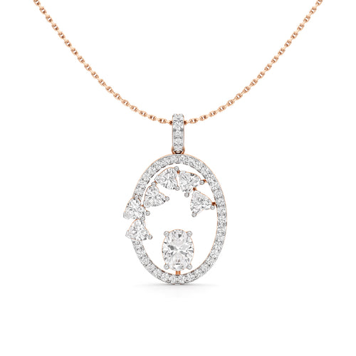 Celestia Oval Halo Pendant Necklace