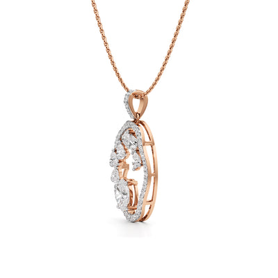 Celestia Oval Halo Pendant Necklace
