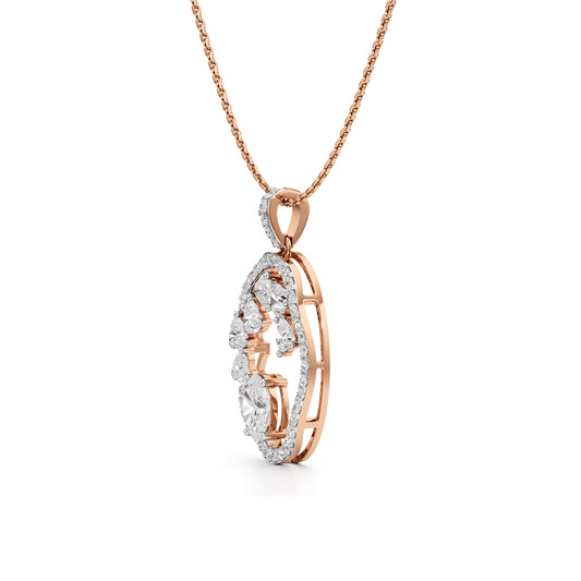 Celestia Oval Halo Pendant Necklace