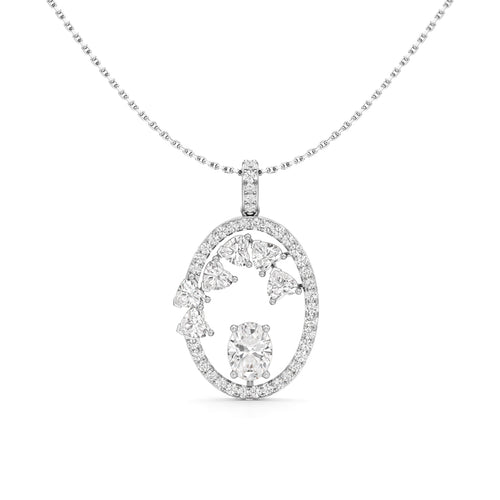 Celestia Oval Halo Pendant Necklace