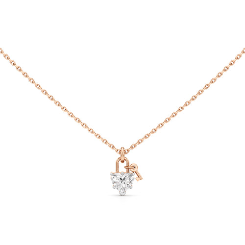 Amora Lock Heart Diamond Pendant Necklace