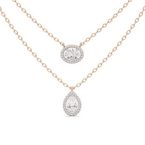 Regalia Dual Halo Diamond Necklace Set