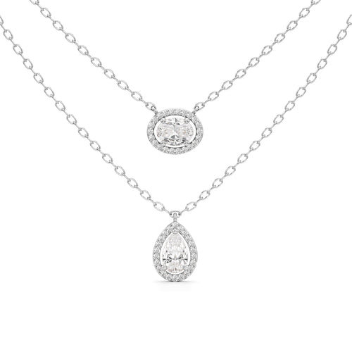 Regalia Dual Halo Diamond Necklace Set