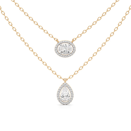 Regalia Dual Halo Diamond Necklace Set