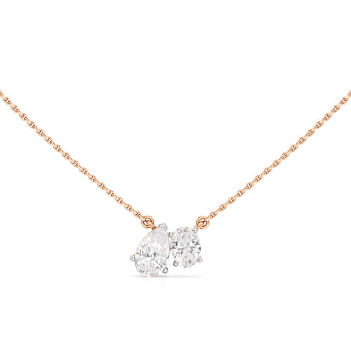 Radiant Duo Diamond Pendant Necklace