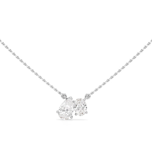 Radiant Duo Diamond Pendant Necklace