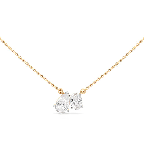 Radiant Duo Diamond Pendant Necklace