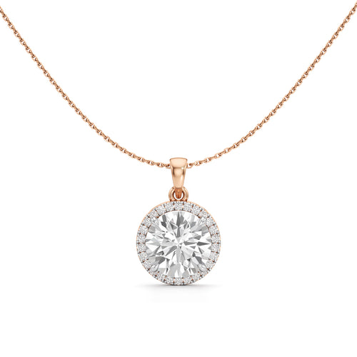 Celeste Halo Round Diamond Pendant Necklace