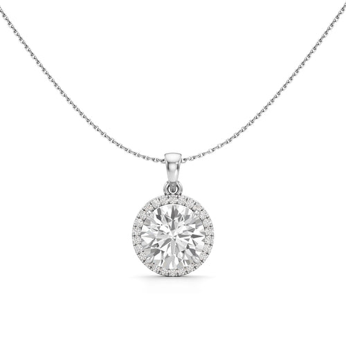 Celeste Halo Round Diamond Pendant Necklace
