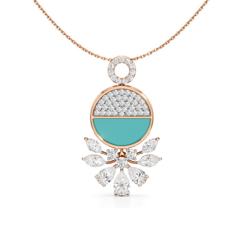 Serenia Bloom Turquoise & Diamond Pendant Necklace