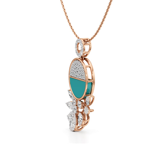 Serenia Bloom Turquoise & Diamond Pendant Necklace