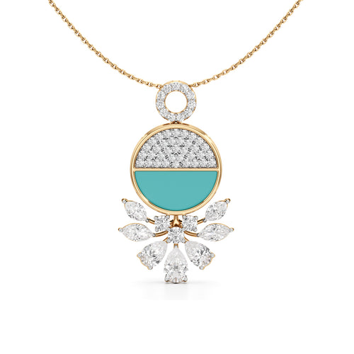 Serenia Bloom Turquoise & Diamond Pendant Necklace
