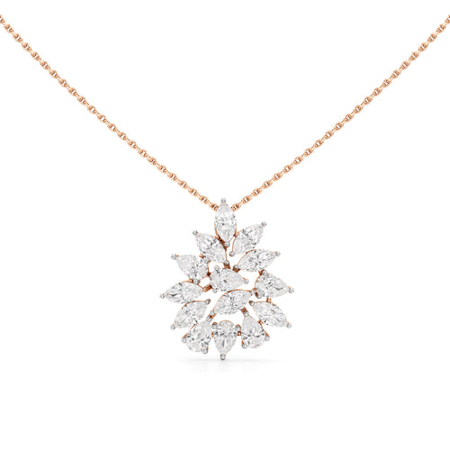 Celestara Marquise & Pear-Cut Diamond Cluster Pendant Necklace