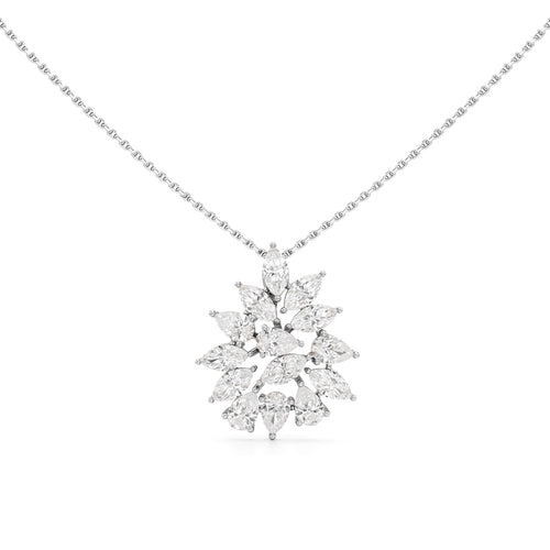Celestara Marquise & Pear-Cut Diamond Cluster Pendant Necklace