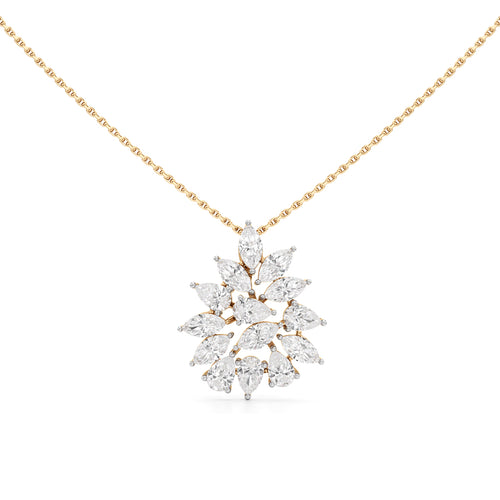 Celestara Marquise & Pear-Cut Diamond Cluster Pendant Necklace