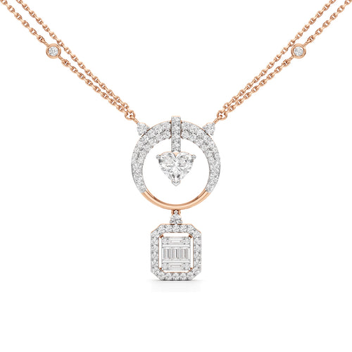 Luminara Heart & Baguette Drop Pendant Necklace