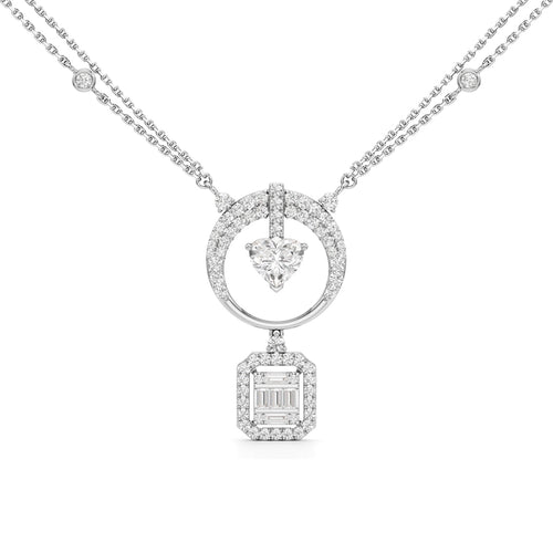 Luminara Heart & Baguette Drop Pendant Necklace