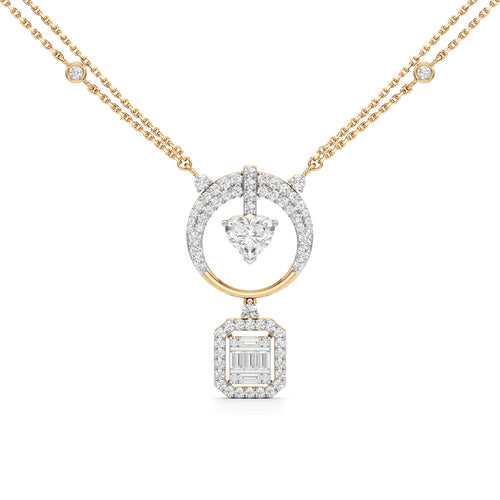 Luminara Heart & Baguette Drop Pendant Necklace