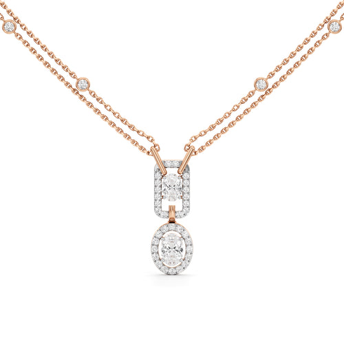 Aurelia Twin Oval Drop Diamond Necklace