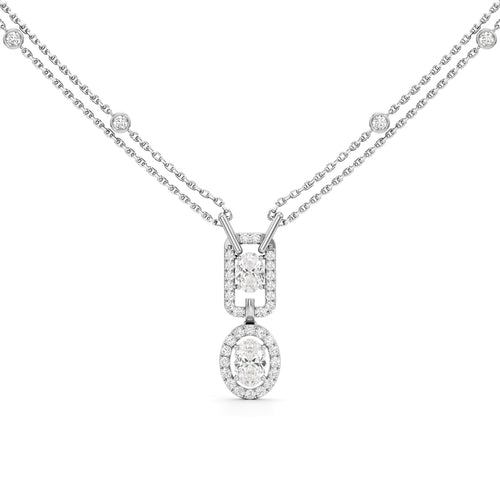 Aurelia Twin Oval Drop Diamond Necklace