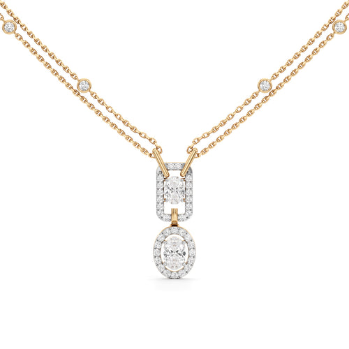 Aurelia Twin Oval Drop Diamond Necklace