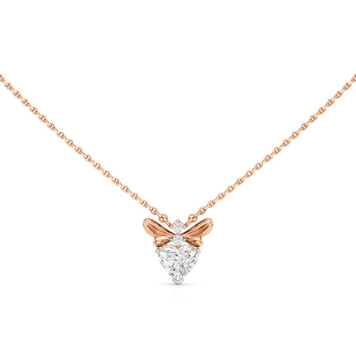 Celestia Heart Bee Diamond Pendant Necklace
