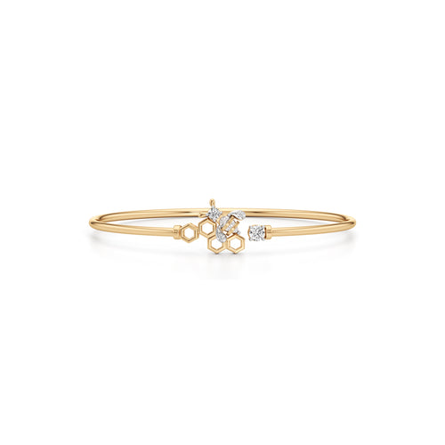 925 Sterling Silver  18K Gold Vermeil Honeycomb Bangle with Lab Grown Diamonds
