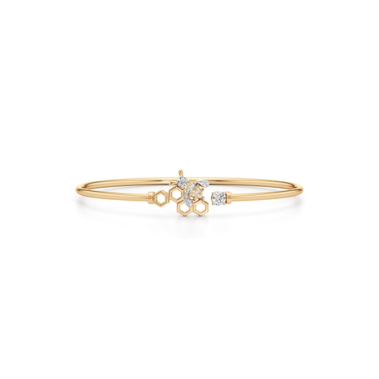 925 Sterling Silver  18K Gold Vermeil Honeycomb Bangle with Lab Grown Diamonds